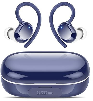 Bluetooth Kopfhörer Sport, Kopfhörer Kabellos Bluetooth 5.3 mit 4 ENC Mic, 128H Spielzeit Kabellose Kopfhörer, Tiefer Bass Earbuds IP7 Wasserdicht Ohrhörer LED-Anzeige USB-C Touch Control mit Ohrhaken