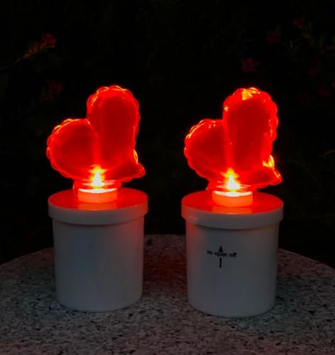 AURUM LED Herz-Kerzen, 2er-Set, Romantische Dekobeleuchtung, rot leuchtenden Herz