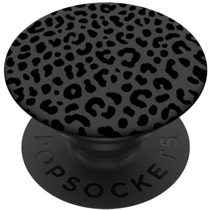 Black Gray Leopard Print PopSockets Adhesive PopGrip