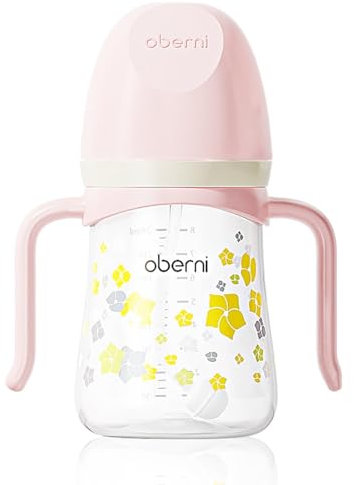 Oberni Non Spill Sippy Cup 300ml, Trinklernbecher auslaufsicherer für Kleinkind ab 6 Monate, BPA frei Trinkflasche, Baby Wasserflasche mit Strohhalm, Rosa/1 Stück