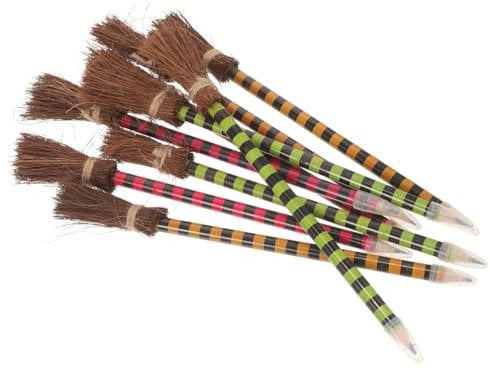 LALAFINA 9piezas Lápices De Madera Forma De Escoba Para Fiestas Lápices Cortos Para Dibujo y Escritura De Cumpleaños y Manualidades