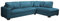 Large Corner Sofa, Left or Right Hand Corner Sofa, Couch in Upholstered Teddy Jumbo Cord or Chenille Fabric, L Shaped Sofas with Optional Footstool (Blue Teddy Jumbo Cord, Right Hand Facing)