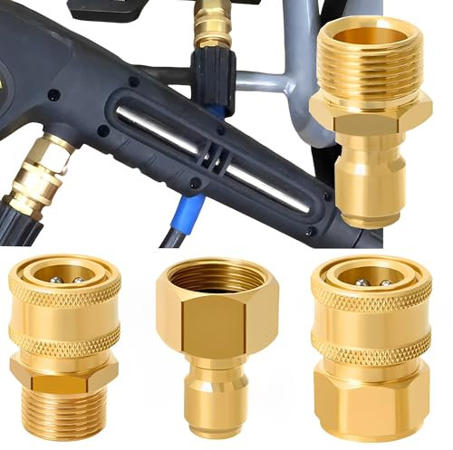 SQAQS 4pcs Accesorios para Limpiadoras de Alta Presión, Metales de cobre, acople rápido M22F a Nil fisk/Bo sch, Arandela de Alta presión Acoplamiento de tubería de Montaje, Juego de Adaptadores