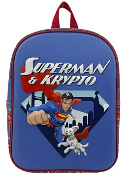 CYPBRANDS - Superman, Kinderrucksack, Schulrucksack, Maße 30 cm, Schulmaterial, Rucksack, Farbe Blau, Offizielles Produkt
