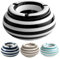 Murago - Keramik Aschenbecher mit Deckel Ø 11,5 cm - Schwarz - Streifendesign 3 Zigaretten-Ablagen glänzend Strand Beach Maritim Windaschenbecher Indoor & Outdoor Tischaschenbecher Raucherzubehör