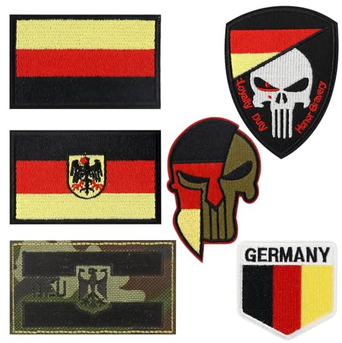 6 Stück Deutschland patch, Deutschland Flaggen Aufbügeln Patches