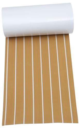 SOPOTUTU EVA Faux Decking Sheet Self-adhesive Non-slip Boat Flooring Mat Soft Stain-resistant Protective Sheet for Yacht Surface with Strong Glue Easy Installation