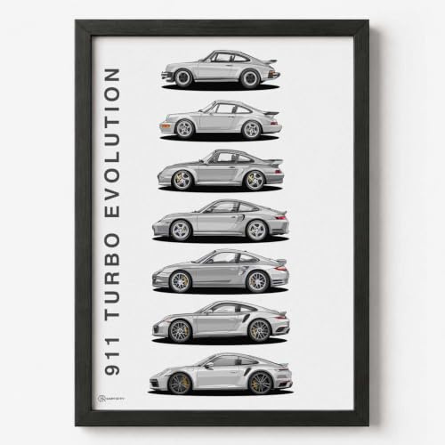Cartistry Auto Poster 911 Turbo Generationen (40x30cm, Ohne Rahmen) | Geschenk für Männer, Geschenk für Autoliebhaber