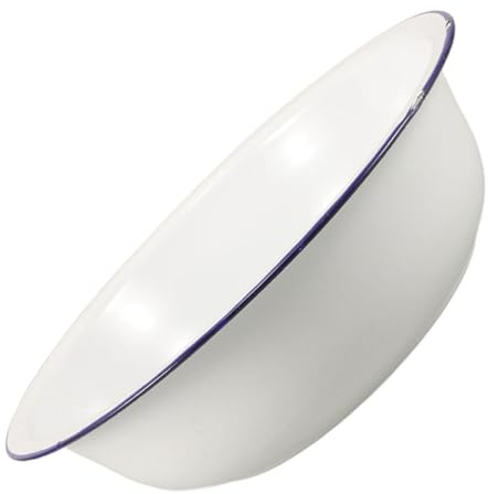 ARTIBETTER Bassine en Émail Blanc 34 Cm pour Tremper les Pieds Bol Vintage Polyvalent pour Bain de Pieds et Lavage Bassine Ronde Résistante et Lessive à Domicile