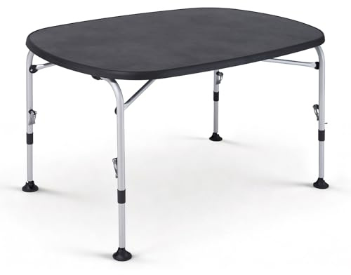 Westfield Outdoors Superb Klapptisch Höhenverstellbar | Campingtisch Klappbar, Stabiler Picknicktisch mit Breiten Standfüßen für Camping, Wohnwagen, Falttisch, Grau