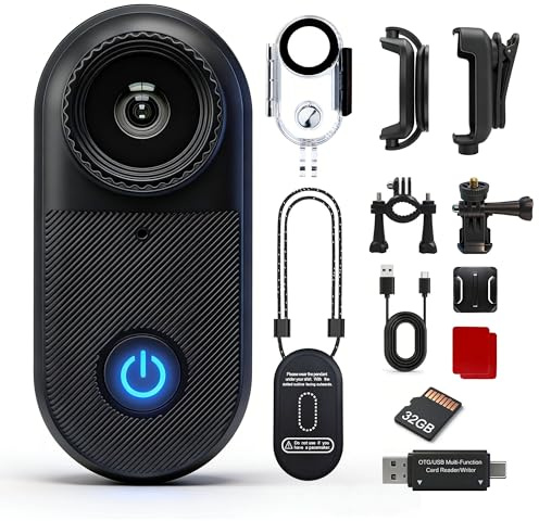 Yehtreh 2.7K Mini Body Camera, 10M Waterproof, Black