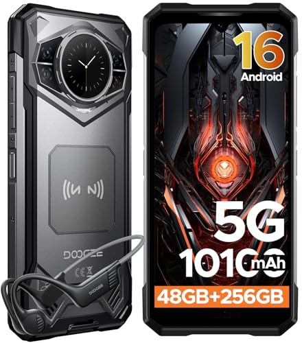 DOOGEERugged S200 Rugged Smartphone 5G Android 16, with Bone Conduction Sports Headphones, 6.72 1.32 AMOLED Rear Display, Dimensity 7050, 48GB+256GB, 10100mAh, 100MP+20MP Rugged Phone, Face ID/NFC