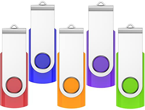 Pendrive 1GB 5 Pack,VIEKUU Memoria USB 2.0 1GB Flash Drive para PC