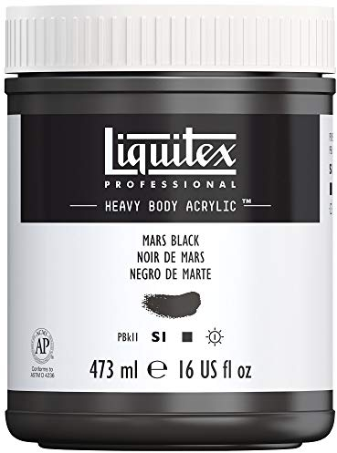 Liquitex 4412276 Professional Heavy Body Acrylfarbe in Künstlerqualität mit ausgezeichneter Lichtechtheit in buttriger Konsistenz, 473ml Topf - Marsschwarz