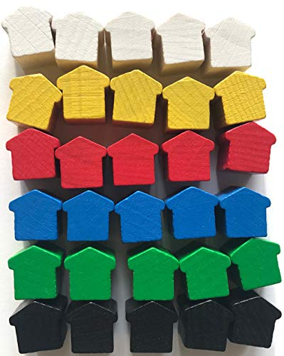 Spieltz Spielsteine Häuser groß/Hotels aus Holz für Brettspiele (6 x 5)