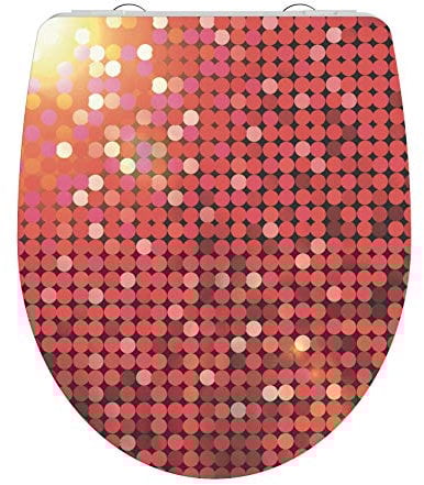 SCHÜTTE 82588 Duroplast High Gloss WC-Sitz RED GLITTER mit Absenkautomatik und Schnellverschluss, Motiv
