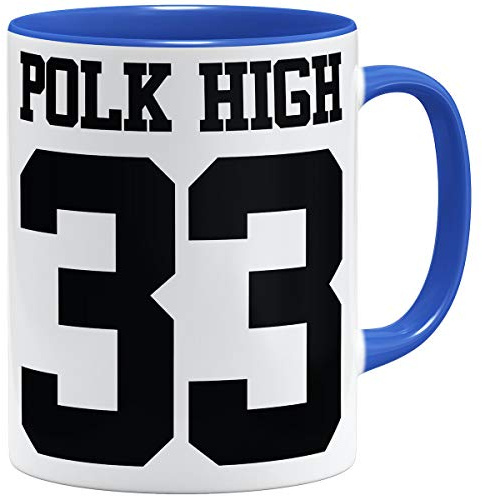 OM3® Al Bundy POLK-HIGH-33 Coffee Mug Ceramic Mug 11 oz 325 ml Cult TV Series High School American Football Blue