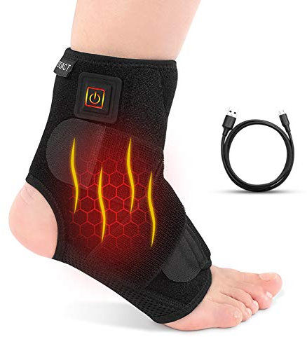 ANGGREK Ankle Brace Heating Protection Ankle Black Heated Ankle Support Wraps 3 Level Controller Ankle Sprain Wrap Men Women With Usb Port Charging Cable