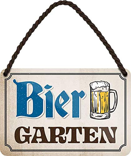 schilderkreis24 - Blechschilder Bier mit Spruch: “Bier Garten” Deko Bar Schild Theke 18x12 cm