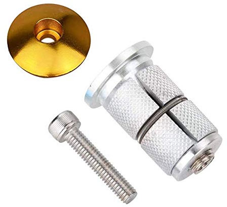 Free-fly Bike Stem Headset Top Cap,Aluminum Alloy Bicycle Headset Top Cap Bike Fork Expander Bung Plug (Gold)