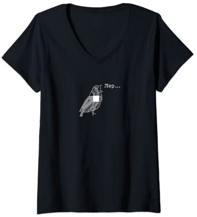 Damen Pi Vogel Mathematiker Witz Piep CPU Platine Informatik T-Shirt mit V-Ausschnitt