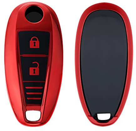 kwmobile Boitier Clef Voiture Compatible avec Suzuki Sport Keyless Go 2-Bouton - Coque en Silicone de Clef de Voiture - Étui de Protection Rouge Haute Brillance