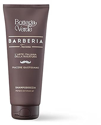 Bottega Verde - Shampoo für Herren, toskanische Barberia, 200 ml | Praktisches 2-in-1-Format zum Reinigen von Haut und Haaren, reinigt sanft und täglich, mit Noten von hochwertigem Holz
