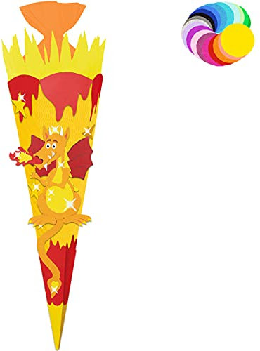 alles-meine.de GmbH Bastelset - Schultüte Farbe & Größe wählbar 70/85 / 100 cm - Drache - Farbe frei wählbar - Bastelschultüte - Zuckertüte zum selber Basteln Bemalen Bekle..