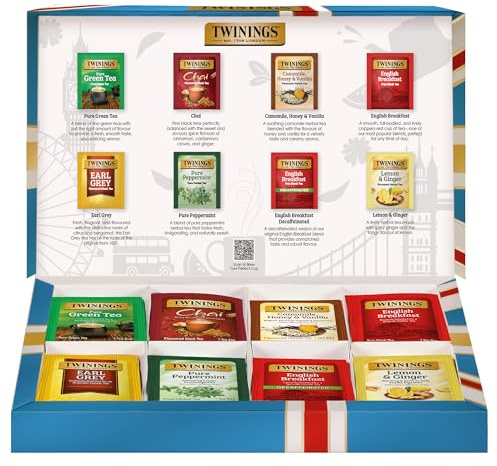 Twinings Tea Classics Collection Gift Box Variety Sampler, 48 Tea Bags (Pack of 1), Enjoy Hot or Iced, Includes Black, Herbal, Green, & Chai Teas