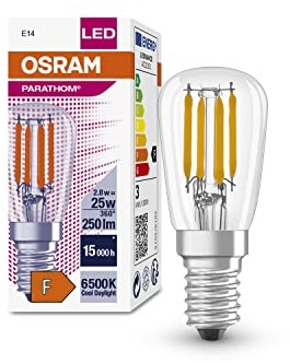Osram Parathom Special LED Bulbs for Refrigerators with E14 Socket, Energy Saving, Daylight, 25 W Replacement, Clear Filament, Parathom Special T26 25 2.8 W/6500 K E14