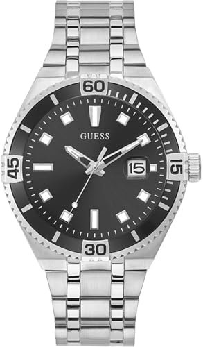 GUESS Herren-Uhren Analog Quarz One Size Silber 32019890