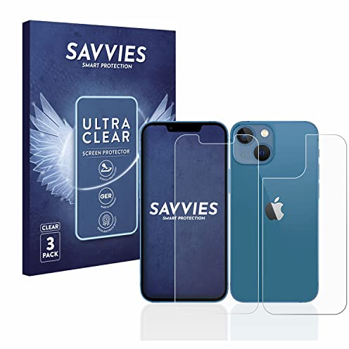 Savvies 6 Pack Screen Protector compatible with Apple iPhone 13 mini (Front+Back) Protection Film Clear