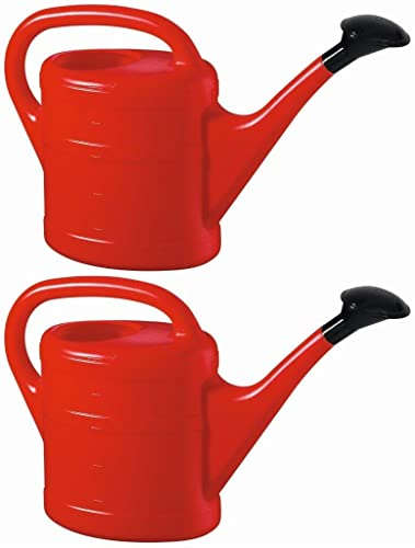 2X Gießkanne 5L ROT + 1x BILDMAGNET! Blumenkanne Kunststoff für groß & klein, Garten & Zimmerpflanzen Gießkannen Gieskanne Gieskannen Giesskanne 5 L Liter Watering Can Kinder Zimmergießkanne