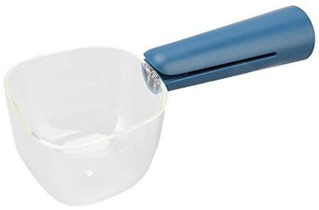 Dog Food Scoop, 250ml Clear Plastic Pet Food Measuring Scoop Scale Food Measuring Cup Scooper Feed Scoop with Clip Handle for Dog, Cat, Puppies, Ferret Rabbit (Blue)