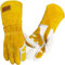 WZQH Professionelle Schweißhandschuhe, verstärkte Handfläche & Daumen & Zeigefinger, Handschuhe für Gartenbau,Haustierbeißschutz,Grill,Ofen,Kamin, feuerwehr,Backen,Herd.14 Zoll,Gelb-Weiß,L