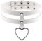 Flongo Tattoo Choker Leder Halsband Lederhalsband Damen Halskette mit Herz Nieten Anhänger Kette Weiß Silber Gothic Punk Rock