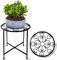 Metal Plant Stand, BNGGOGO 15'' Tall Flower Pot Stand Set of 1, Modern Rustproof 10-inch Round Outdoor Plant Stand | Iron Art Flower Stand | Plant Stool Decorative Black Plant Stands for Indoor Plants