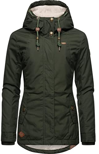Ragwear Damen warme kurze Winterjacke mit Kapuze Monade Intl | Länge: po-bedeckend | Wärmegrad 3 von 3 – warm gefüttert | wasserabweisend | große Kapuze | für den Winter