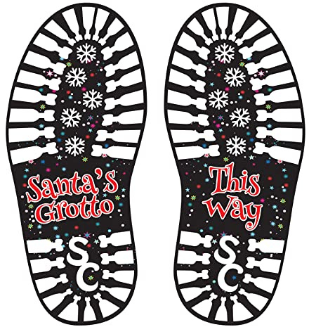 Santa's Boot Print Christmas Grotto Floor Stickers - Pack of 10 Pairs - Self Adhesive R11 Rated Non Slip Vinyl - Overall Size 130mm x 297mm per Sticker (P/NO. SANTABOOT)