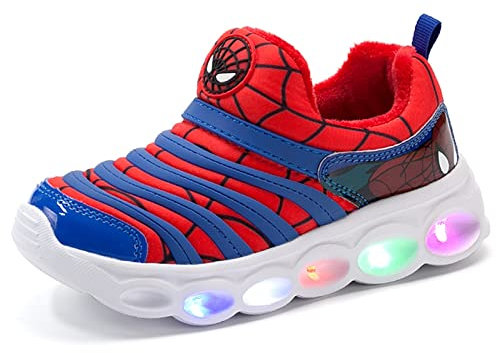 IRON JF Licht led Schuhe Kinder,Glühende Trainer Jungen Leuchtschuhe mädchen, Blinkt Sneaker Outdoor Sportschuhe Atmungsaktives Prickelnd Laufschuhe Turnschuhe (Color : Plüschs Red, Size : 33 EU)