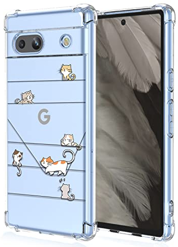 XINYEXIN Funda para Google Pixel 7A Transparente con 3D Flores Floral Lindo Animal Patrón Mujer Chica Carcasa Ultrafino, TPU Prueba de Golpes Bumper Case Cover - Kitten
