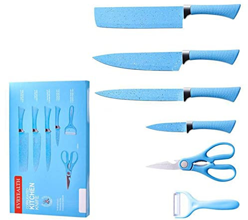 Colorido Juego de Cuchillos de Cocina, Colorido Juego de Cuchillos Práctico para Verduras (Azul)
