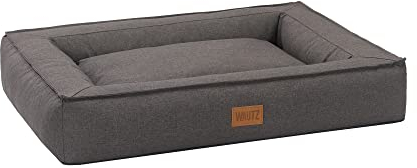 MSS e.K. Hundebett BOXBED 120 x 100 cm XXL in Braun Hundekorb mit abnehmbaren Velours-Bezug und weicher Polsterung waschbares Hundekissen 120 x 100 x 19 cm Hundematte Hundesofa Welpenbett