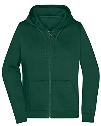 James & Nicholson Damen Basic Kapuzen-Sweatjacke - Leicht taillierte Sweatjacke mit Kapuze | Farbe: Dark-Green | Grösse: XS