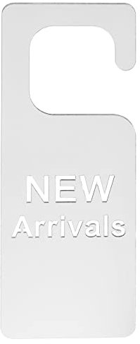 sourcing map Door Hanger Sign, 9.84 Engraved Acrylic Shelves Hanger Sign Door Tag Door Knob Hangers for Shelf Retail Stores Shops, Silver