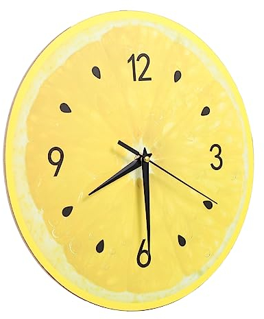 Garneck Wanduhr Heimuhr Vintage Zitronenuhr Zitrone Uhr Einfache Uhr Zitronendekor Stumme Uhr Zitronenuhr-wandbild Schlafzimmer Hängende Uhr Sommerdeko 3D Altmodisch PVC Einstellen
