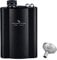 iBasingo Petite flasque en titane ultra légère pour l'extérieur, portable, voyage, whisky, vodka, bouteille de vin, pot à boire avec entonnoir (180 ml, bouteille noire Ti3072D)