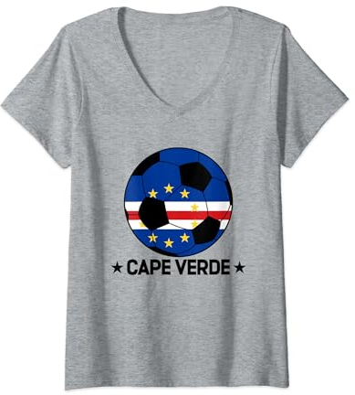 Cape Verde Soccer Team Cape Verde Flag Jersey Football T-Shirt mit V-Ausschnitt