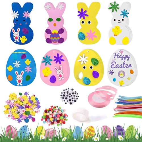 Shinybox Ostern Bastelset Kinder, 486 Stück Ostereier Craft Kit, Osterhase Zum Basteln, Ostereier Aufkleber, Ostern Bastelset Kinder Moosgummi Kreativsets, Osterdekoration Kunsthandwerk