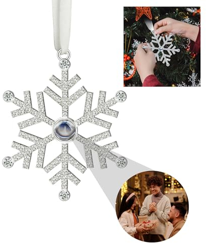 Benutzerdefinierte Foto Ornament für Weihnachtsbaum, personalisierte Weihnachtsschmuck mit Bild innen, hängende Schneeflocke Projektion Anhänger, Familie Weihnachtsschmuck für Xmas Party